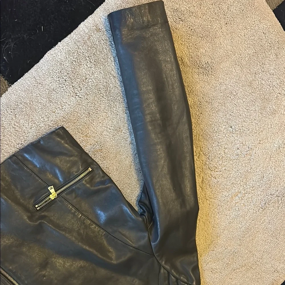 Women’s Black Leather Jacket with Gold Zippers - Picture 6 of 11